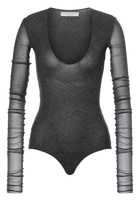 Grey U-neck long-sleeve bodysuit Philosophy Di Lorenzo Serafini - women PHILOSOPHY DI LORENZO SERAFINI | 110271381500